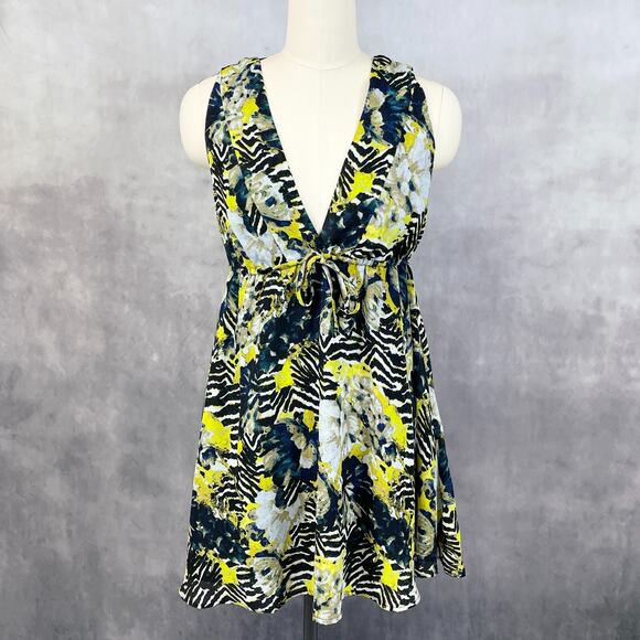 BB Dakota Womens Safari Dress Sz Medium‎ Zebra Animal Print Mobwife Summer Party - Picture 1 of 10